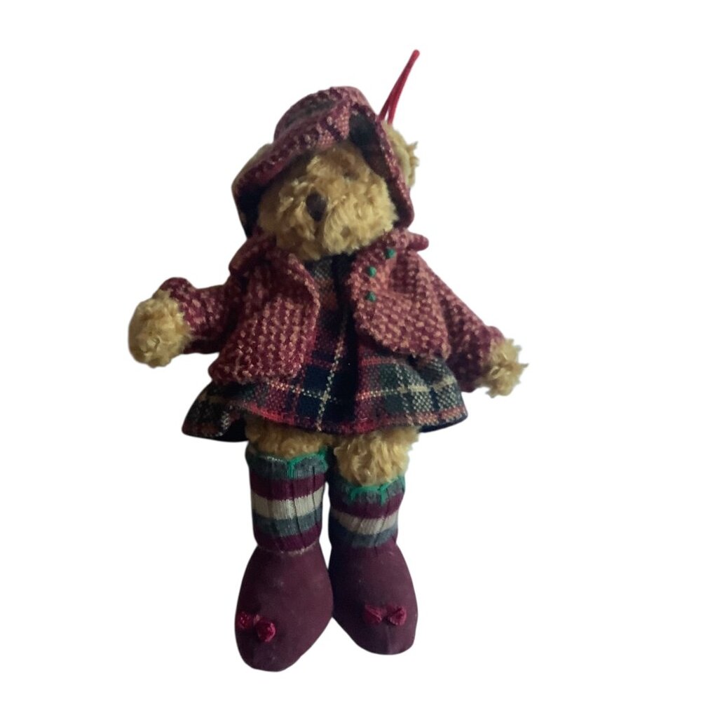 Russ Berrie Alpine Teddies Plush Mini Bear Plaid Outfit‎ Hat 6.5” Collectible